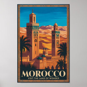 Poster Ilustração de viagem do deserto de Marrocos Arte V