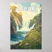 Ilustração de viagem do Gabão Arte Vintage