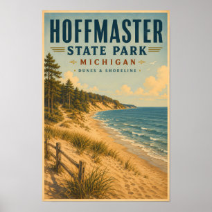 Poster Ilustração de viagem do Hoffmaster State Park Mich