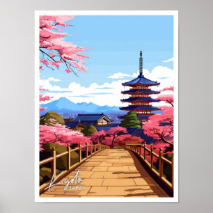 Poster Ilustração de Viagem do Japão de Quioto