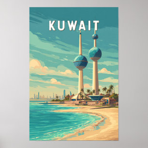 Poster Ilustração de viagem do Kuwait Arte Vintage