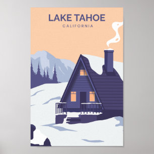 Poster Ilustração de Viagem do Lago Tahoe California