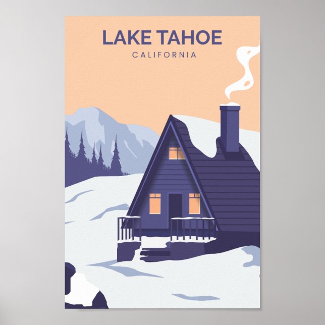 Poster Ilustração de Viagem do Lago Tahoe California (Frente)