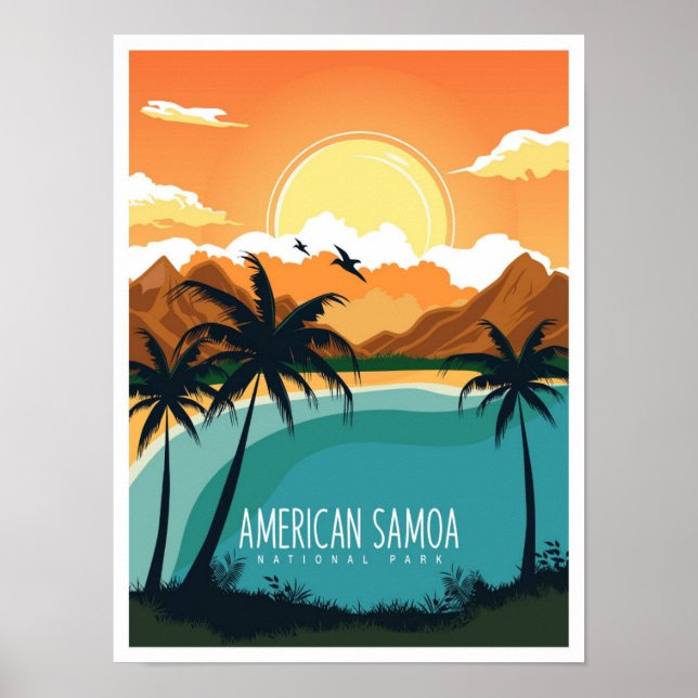 Poster Ilustração de viagem do Parque Nacional da Samoa A (Frente)