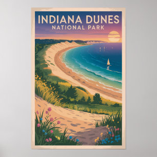 Poster Ilustração de Viagem do Parque Nacional Indiana Du