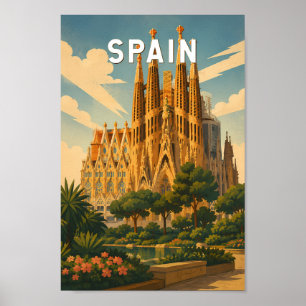 Poster Ilustração de Viagem Espanha Arte Vintage