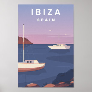 Poster Ilustração de Viagem Famosa de Ibiza Espanha