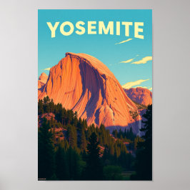 Poster Ilustração de Viagem Retro Yosemite Califórnia