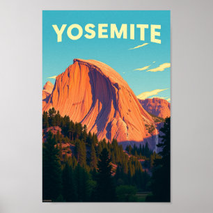 Poster Ilustração de Viagem Retro Yosemite Califórnia