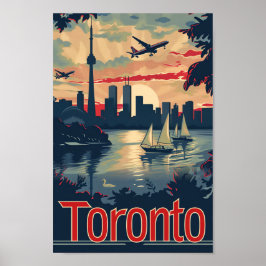 Poster Ilustração de Viagem retrovisor de Toronto Canada