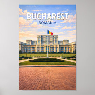 Poster Ilustração de viagem vintage Bucareste Romênia