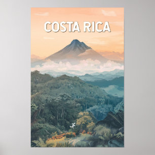 Poster Ilustração de viagem vintage da Costa Rica