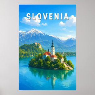 Poster Ilustração de viagem vintage da Eslovênia
