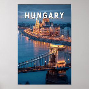 Poster Ilustração de viagem vintage da Hungria