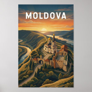 Poster Ilustração de viagem vintage da Moldávia