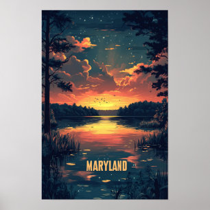 Poster Ilustração de Viagem Vintage de Arte de Maryland E
