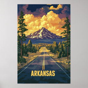 Poster Ilustração de Viagem Vintage de Arte dos EUA Arkan
