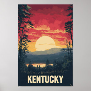 Poster Ilustração de Viagem Vintage de Arte EUA Kentucky