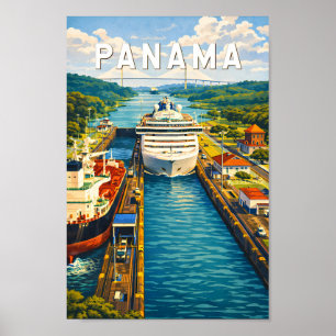 Poster Ilustração de viagem vintage do Panamá