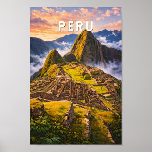 Poster Ilustração de viagem vintage do Peru