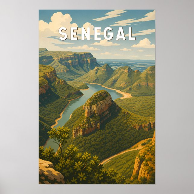 Poster Ilustração de viagem vintage do Senegal (Frente)