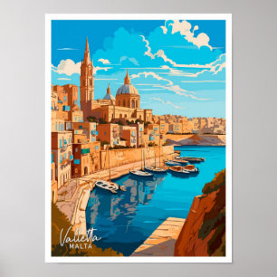 Poster Ilustração de Viagem Vintage La Malta