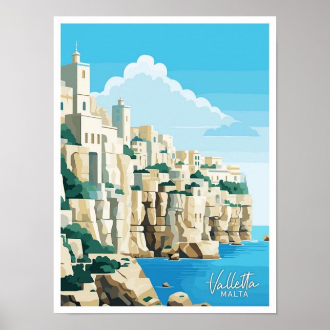 Poster Ilustração de Viagem Vintage La Malta (Frente)