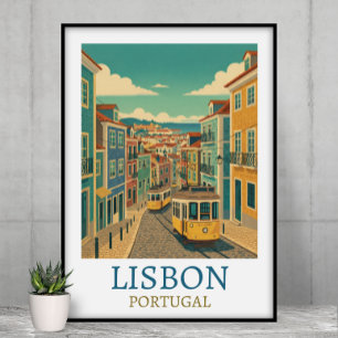 Poster Ilustração de Viagem Vintage Lisboa Portugal