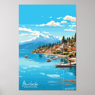 Poster Ilustração de viagens vintage Bariloche Argentina