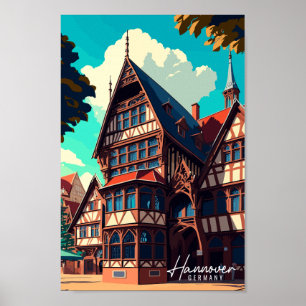 Poster Ilustração de viagens vintage da Alemanha de Hanno