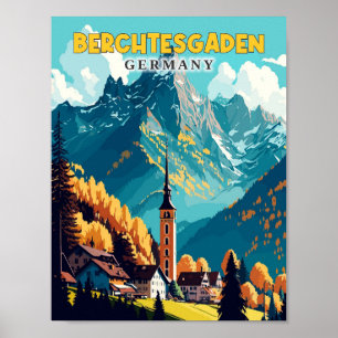 Poster Ilustração de viagens vintage da Berchtesgaden Ale
