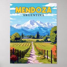 Poster Ilustração de viagens vintage da Mendoza Argentina