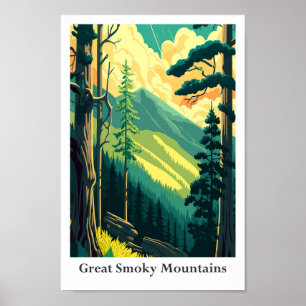 Poster Ilustração de Viagens vintage das montanhas do Enf