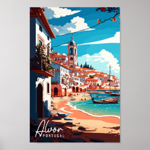 Poster Ilustração de viagens vintage de Alvor Portugal