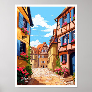 Poster Ilustração de Viagens vintage de Arte da Alsace Fr
