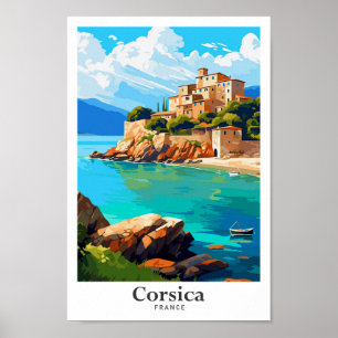 Poster Ilustração de Viagens vintage de Arte da Córsega F