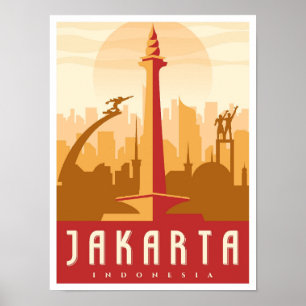 Poster Ilustração de Viagens vintage de Arte da Indonésia