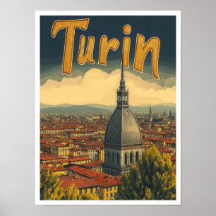 Poster Ilustração de Viagens vintage de Arte em Turim Itá