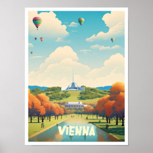 Poster Ilustração de Viagens vintage de Arte na Áustria d