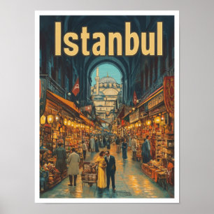 Poster Ilustração de Viagens vintage de Arte na Turquia e