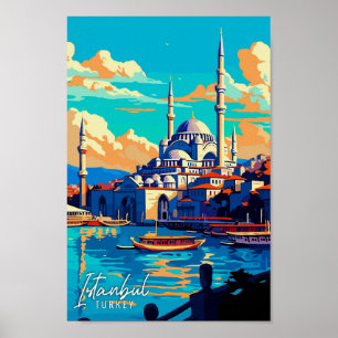 Poster Ilustração de viagens vintage de Arte na Turquia e