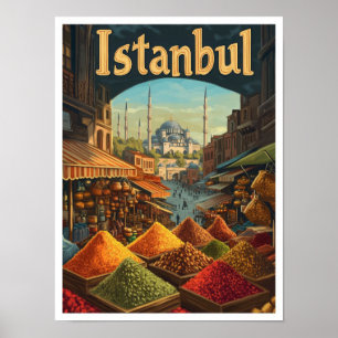 Poster Ilustração de Viagens vintage de Arte na Turquia e