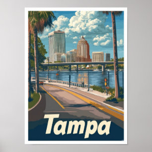 Poster Ilustração de Viagens vintage de Arte Tampa Florid