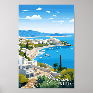 Poster Ilustração de viagens vintage de Bodrum Turkey