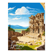 Ilustração de viagens vintage de Ephesus Turkey