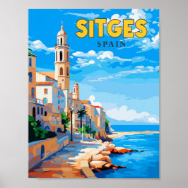 Poster Ilustração de viagens vintage de Espanha de Sitges