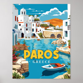 Poster Ilustração de viagens vintage de Grécia Paros