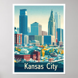 Poster Ilustração de Viagens vintage de Kansas City