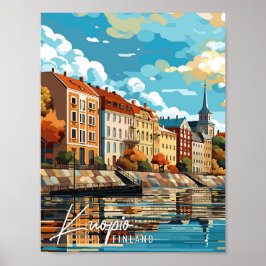 Poster Ilustração de viagens vintage de Kuopio Finlândia