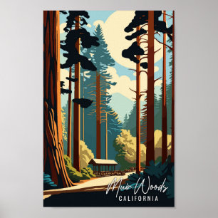 Poster Ilustração de viagens vintage de Muir Woods Califo